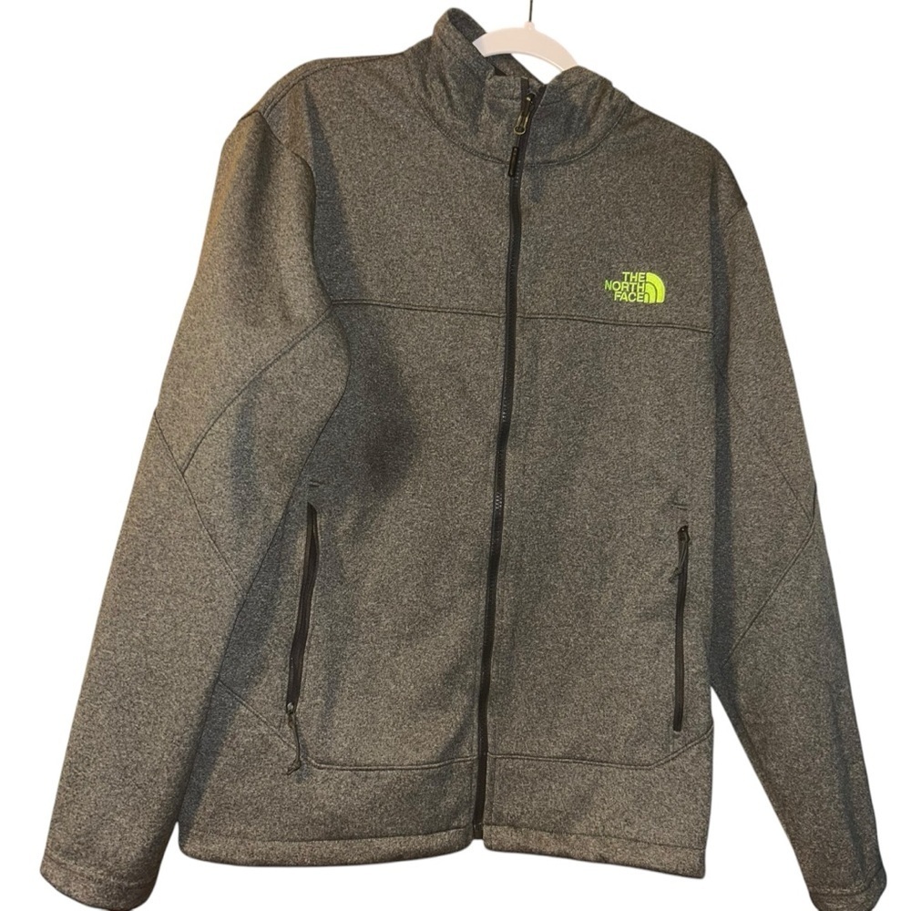 Men northface gray /neon green jacket size Large L